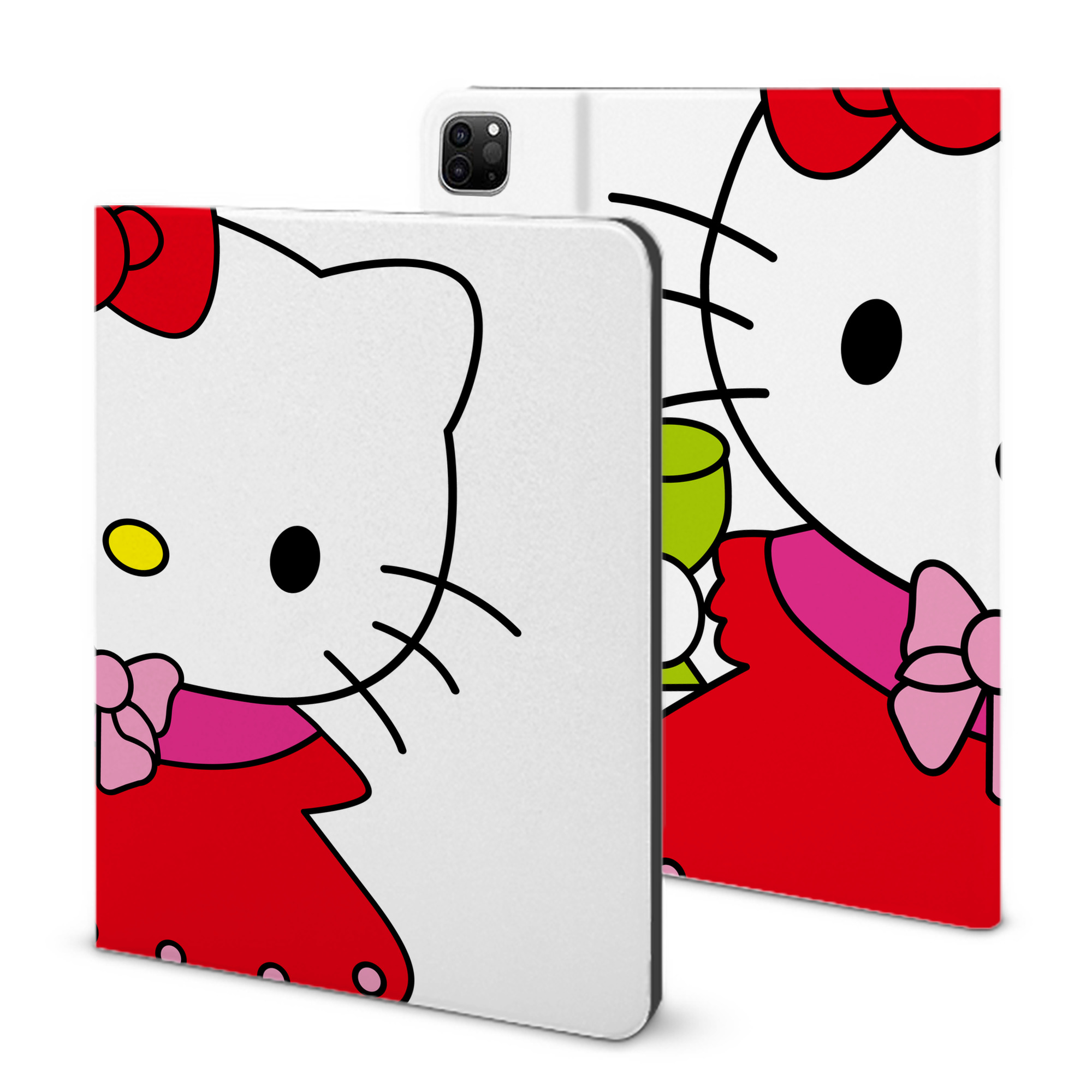 （画像用） Hello Kitty ハローキティ IPad ケース ブック型 PUレザー TPU 耐衝撃 軽量 薄型 ペン収納なし 全面保護 IPad 各モデル対応